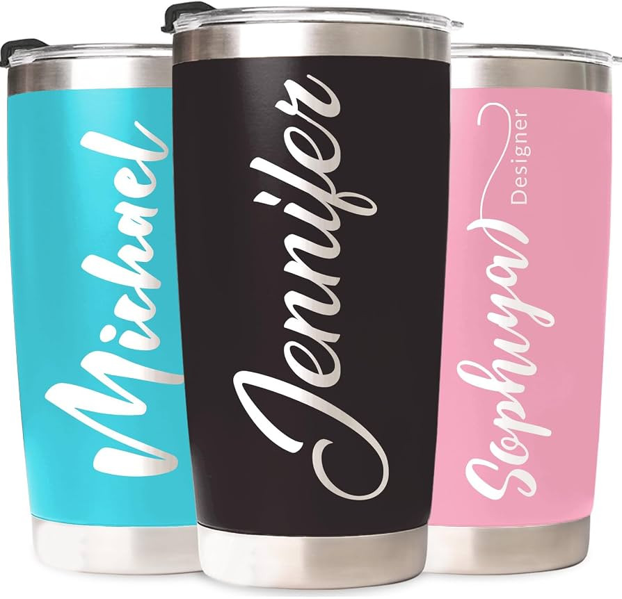 Custom Tumbler Personalized Coffee Tumbler Laser Engrave with Name 12 Designs Double Wall Insulat... | Amazon (US)