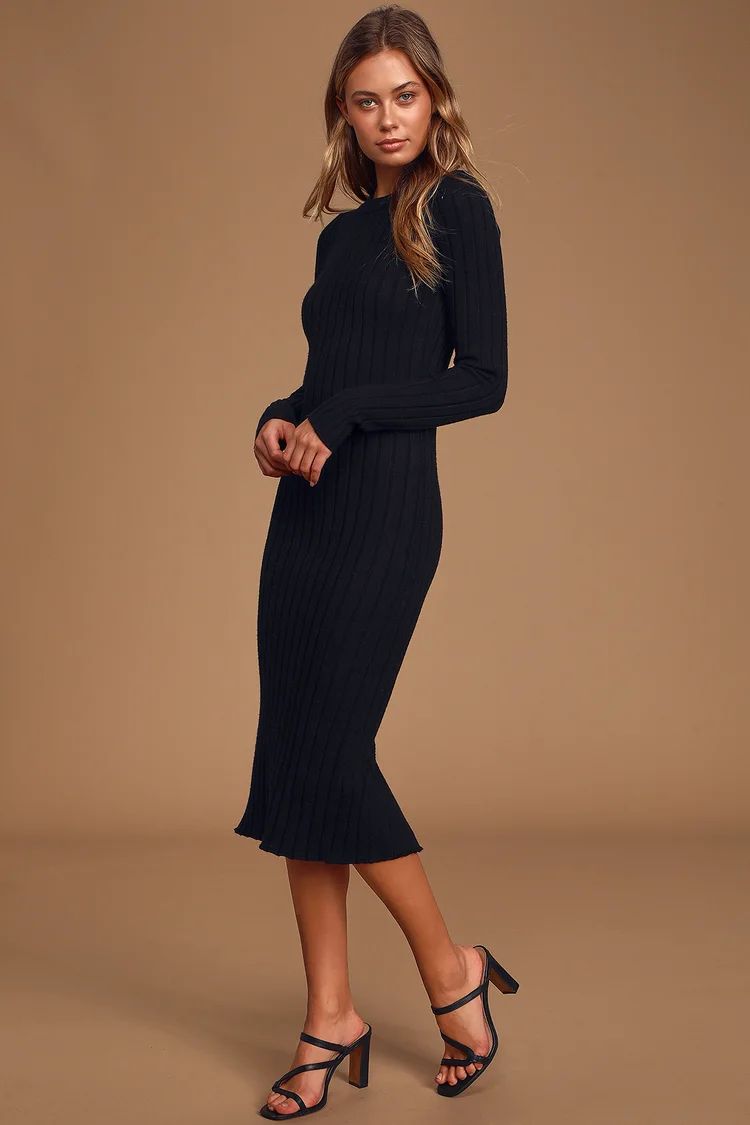 The Best Yet Black Ribbed Bodycon Sweater Dress | Lulus (US)