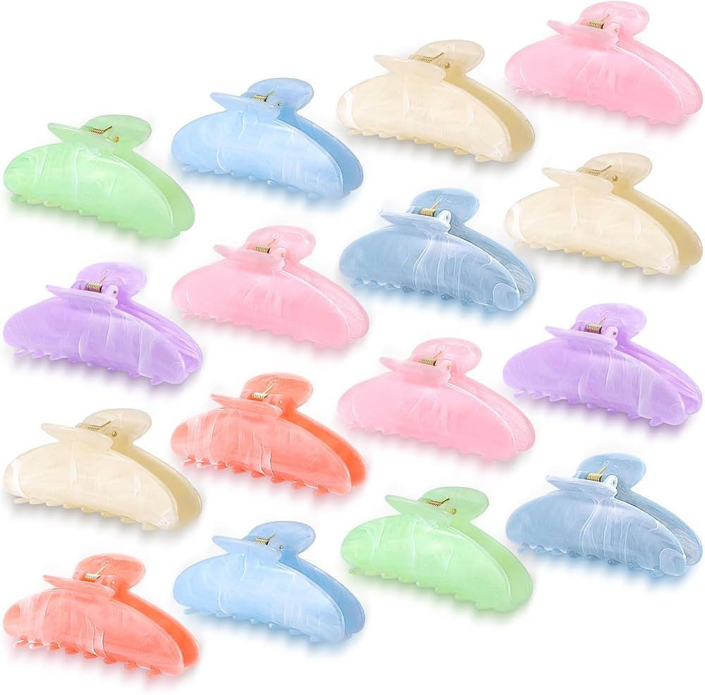 16 Pcs Acrylic Hair Claw Clips Cute Large Non-Slip Acetate Claw Clips Bulk for Thick Thin Hair, P... | Amazon (US)