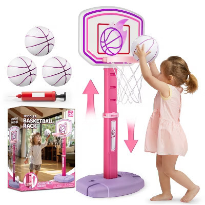Kids Basketball Hoop for Toddler Girls Age 1-6 Adjustable Basketball Goal with 4 Balls Christmas Birthday Gift Girl Indoor Outdoor Basketball Hoop | Target