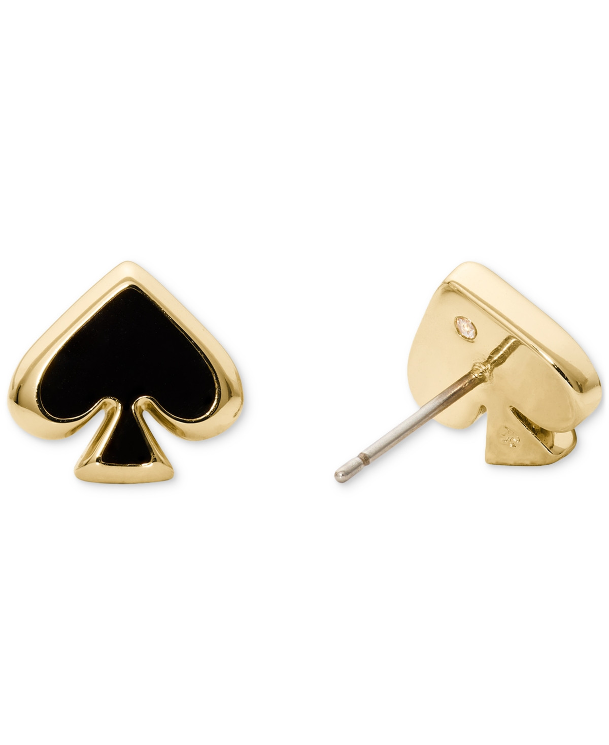kate spade new york Gold-Tone Brass Spade Enamel Stud Earrings - Black | Macy's