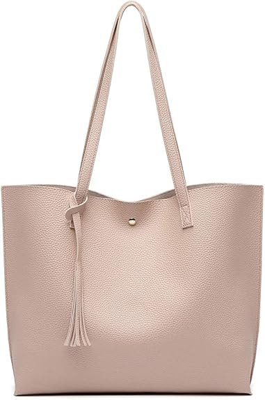 Women's Soft Faux Leather Tote Shoulder Bag from Dreubea, Big Capacity Tassel Handbag | Amazon (US)