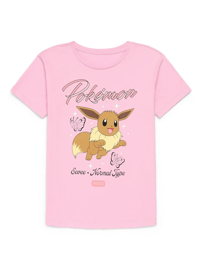 Pokemon Eevee Girls Graphic Crewneck Tee with Short Sleeves, Sizes 4-16 | Walmart (US)