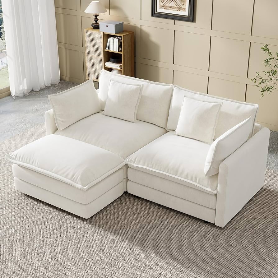 Modular Sectional Sofa, 76.7 Inch L-Shaped Cloud Sofa with Deep Seat Comfortable Chenille Sofa wi... | Amazon (US)