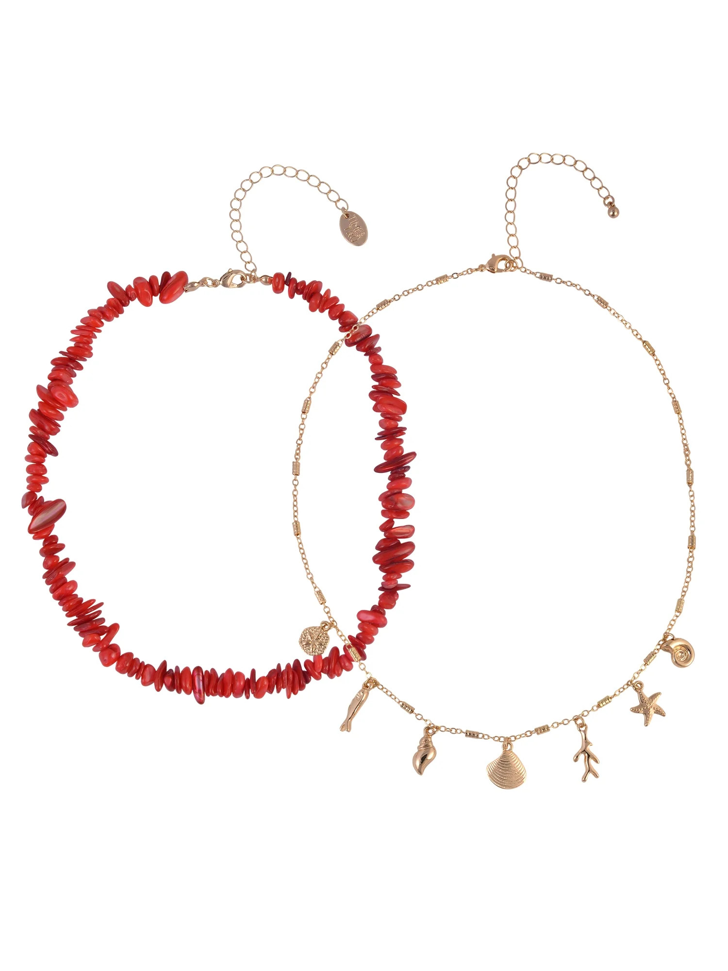 Time and Tru Goldtone Shells and Sealife Charms Layered Necklace | Walmart (US)