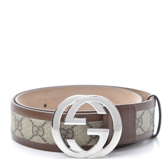 GG Supreme Monogram Interlocking G Belt 80 32 Brown | Fashionphile