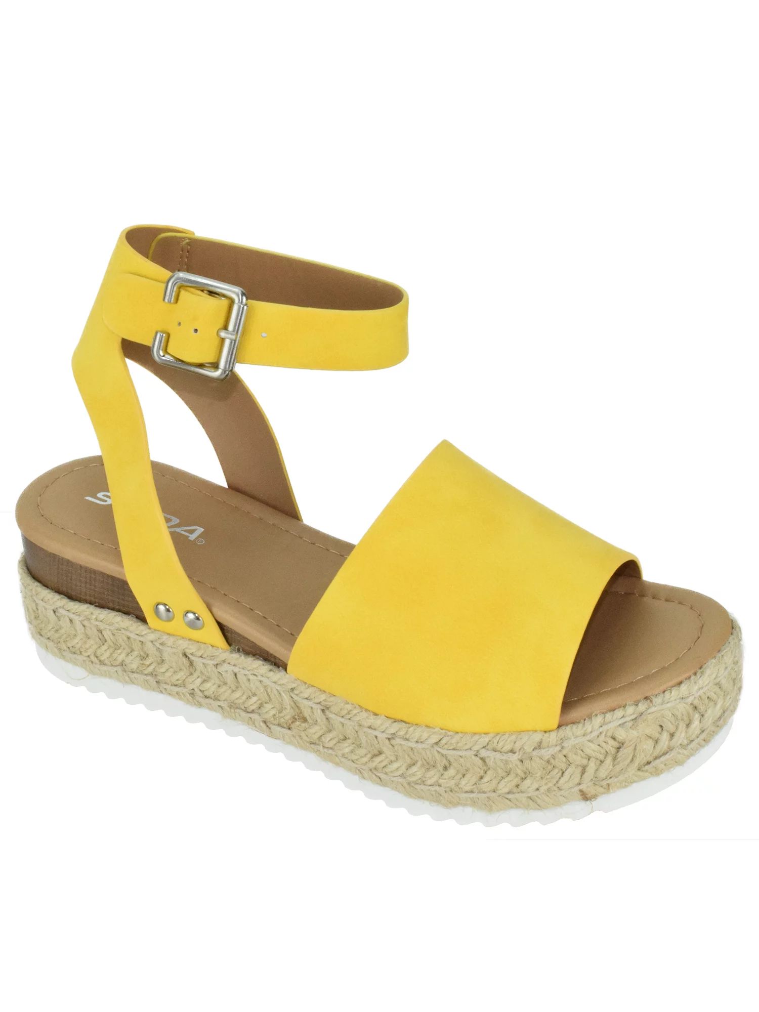 Soda Women Wedge Sandals Open Toe Ankle Strap Flatform Espadrilles Trim Platform TOPIC-S Yellow 8... | Walmart (US)