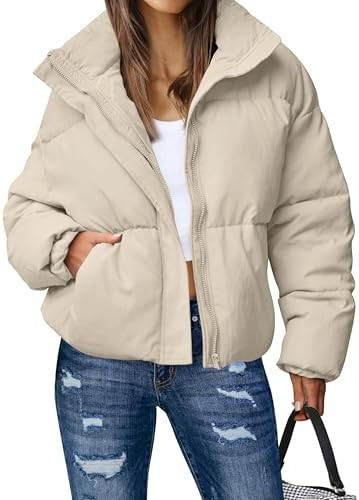 MEROKEETY Women's 2025 Winter Long Sleeve Zip Puffer Jacket Pockets Baggy Short Coats | Amazon (US)