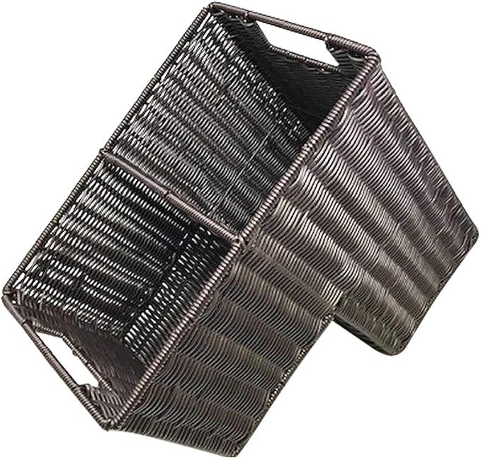 Trademark Innovations 14.5" Plastic Wicker Storage Stair Basket With Handles (Brown) | Amazon (US)