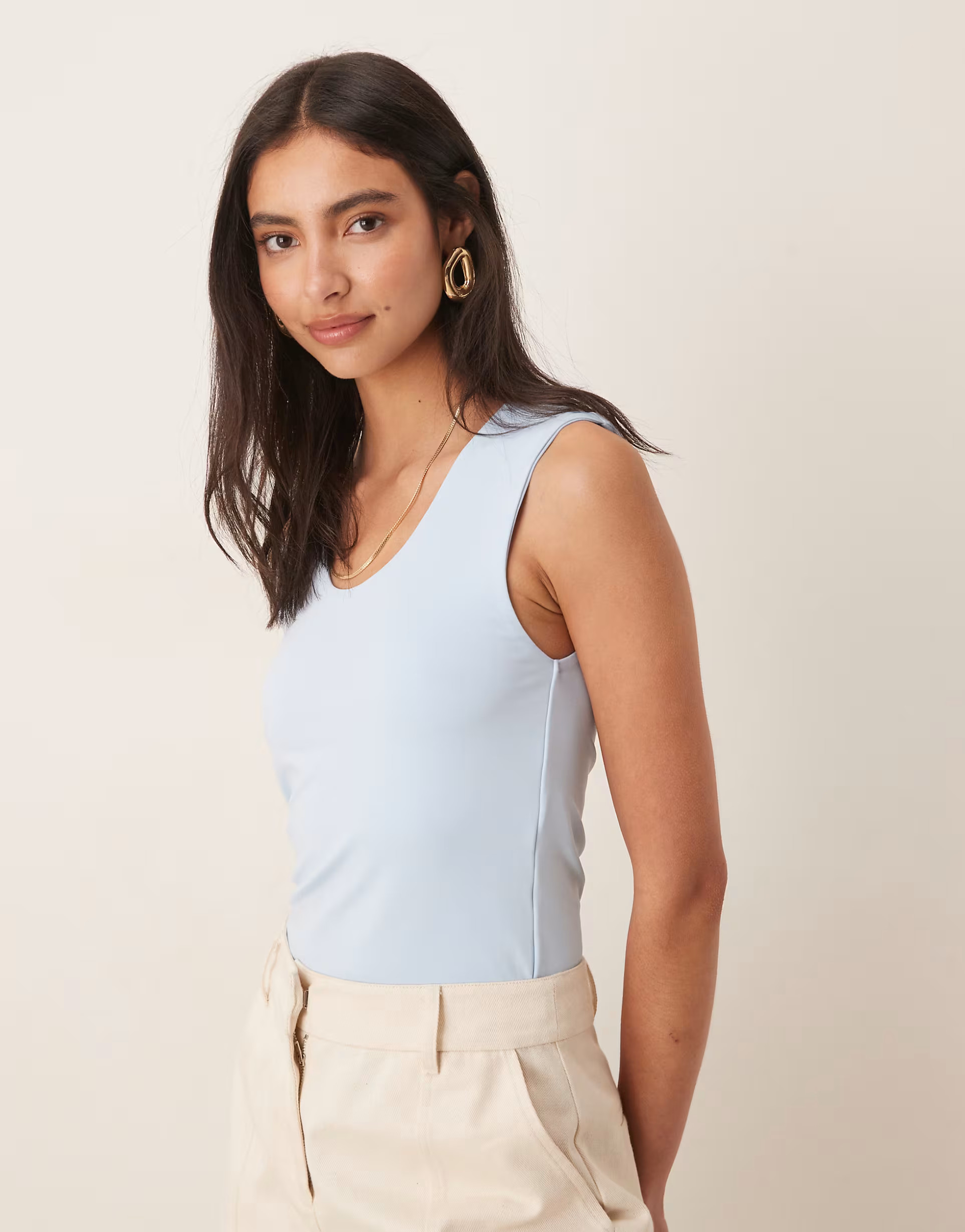 ASOS DESIGN double layer scoop neck vest in baby blue | ASOS | ASOS (Global)