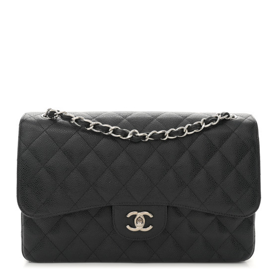 Caviar Quilted Jumbo Double Flap Black | FASHIONPHILE (US)