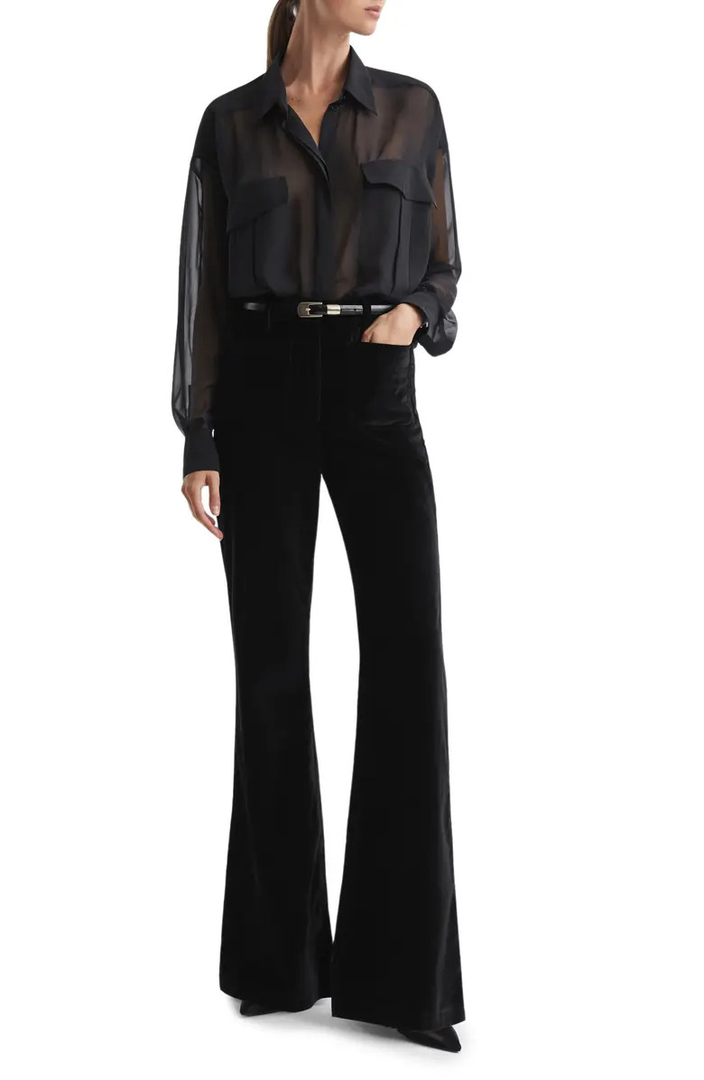 Reiss Isa High Waist Wide Leg Velvet Pants | Nordstrom | Nordstrom