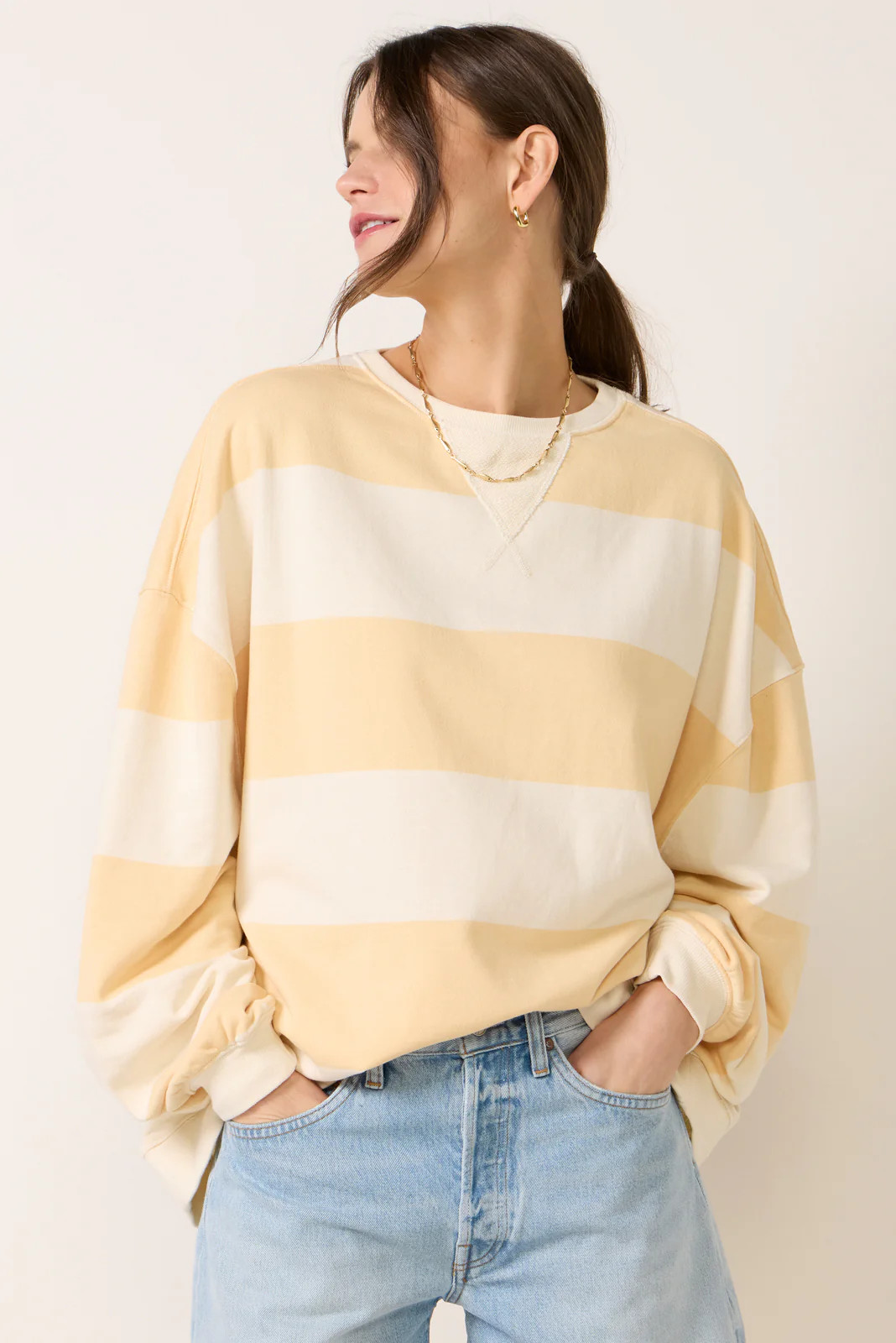 Classic Stripe Crew Wide Sweatshirt | Evereve