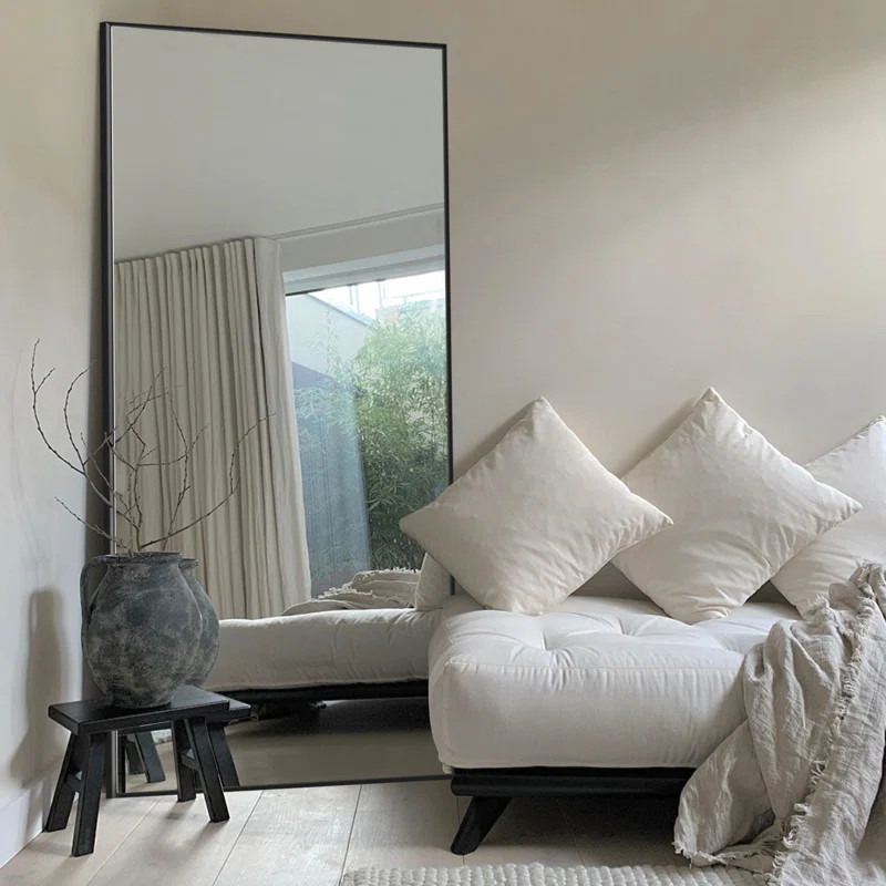 Vertell Oversize Rectangle Full Length Mirror Metal Mirror for GYM/ Bedroom with Stand | Wayfair North America