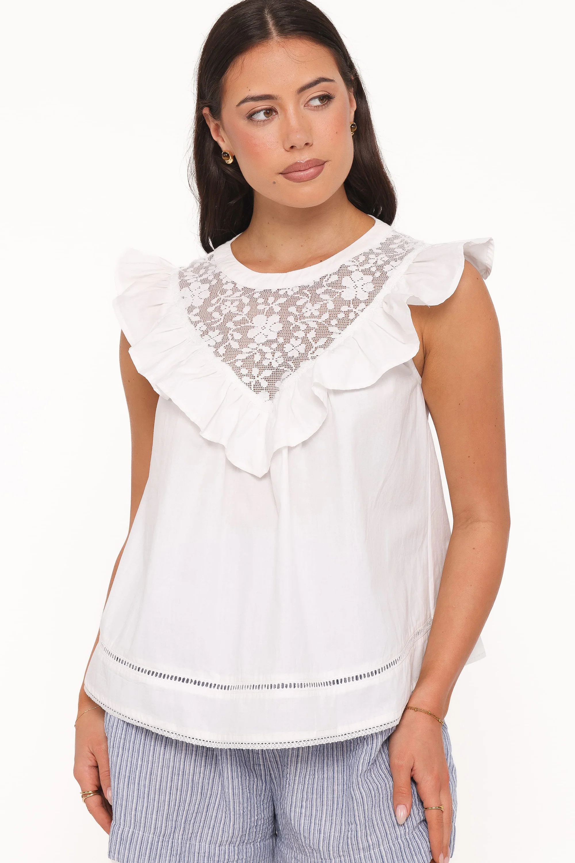 Kiran Ruffle Top - White | Petal & Pup (US)