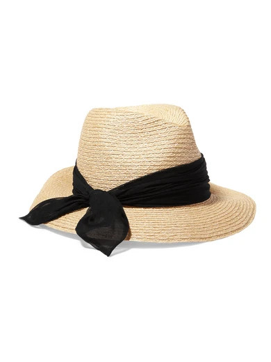 Lillian silk chiffon-trimmed woven hemp fedora | NET-A-PORTER (UK & EU)