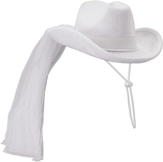 Beistle Bride’s Cowgirl Hat and Veil - Western Style, Novelty, for Bachelorette Parties, One Si... | Amazon (US)
