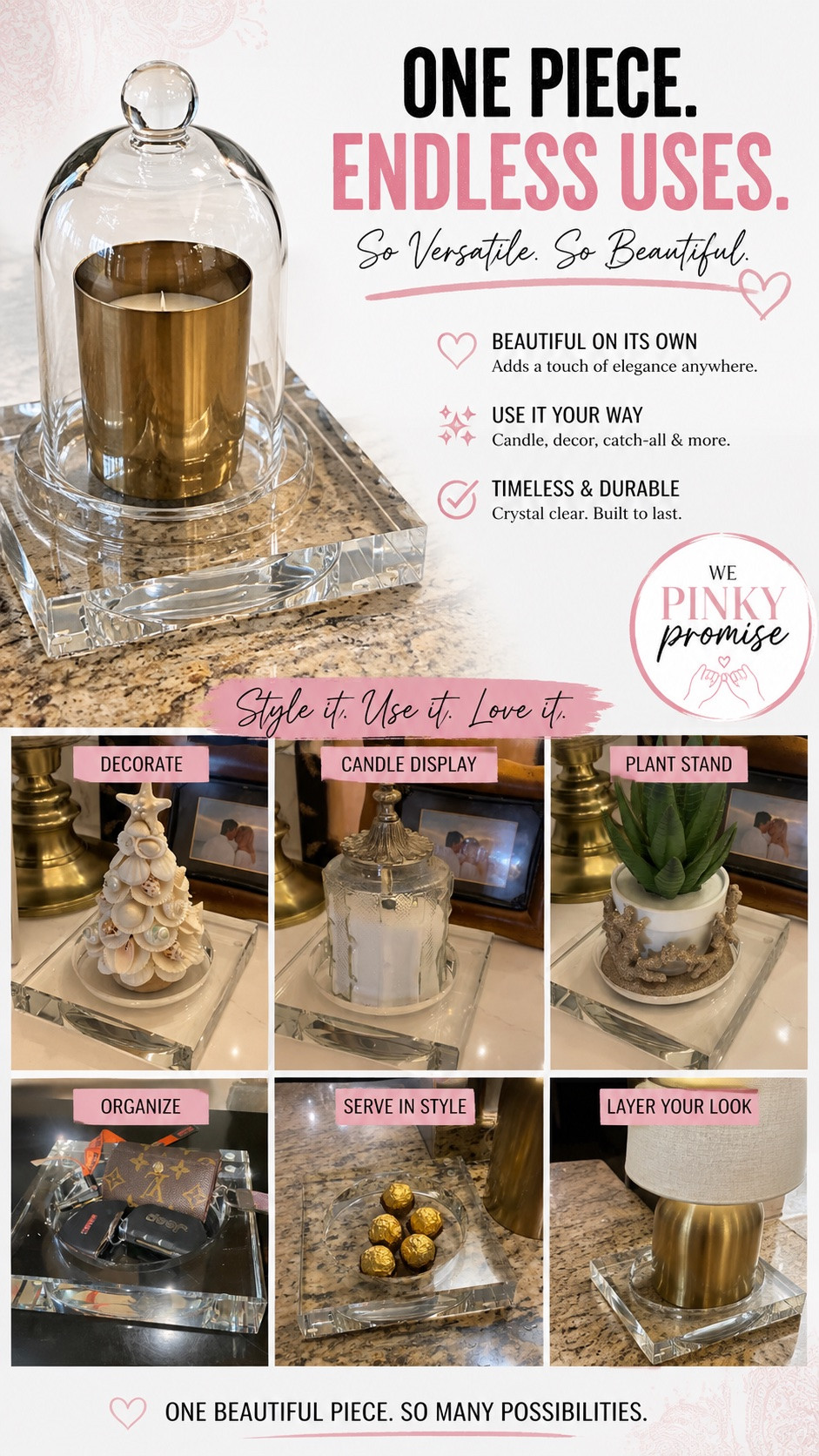 One gorgeous piece with so many ways to use it ✨ The Crystal can be styled as a candle display, plant stand, catch-all tray, candy dish, seasonal decor base, or simply left out to sparkle on its own. It’s basically the little black dress of home decor, except clear, shiny, and way less likely to judge your clutter. 😂

#ad #LTKHome #HomeDecor #DecorInspo #VersatileDecor #CrystalDecor #CoffeeTableDecor #EntrywayDecor #WePinkyPromise

@alicelanehome

#LTKvlog #LTKHome
