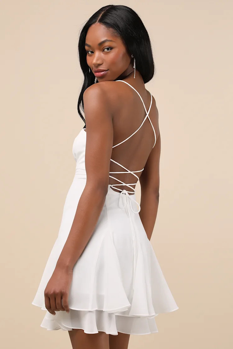 Perfected Sweetness White Pleated Tiered Mini Dress | Lulus