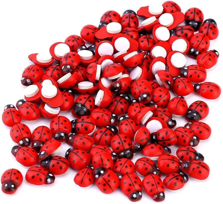 Wooden Wall, Red Ladybug Stickers 3D Wall Stickers Craft Wall Sticker for Home Decor 100Pcs | Amazon (CA)