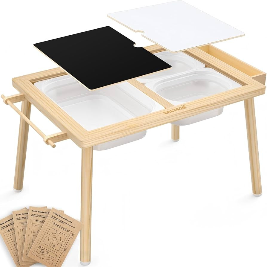 Easyego Wooden Sensory Table – Multifunctional Sand & Water Table with Double-Sided Lid, Paper ... | Amazon (US)