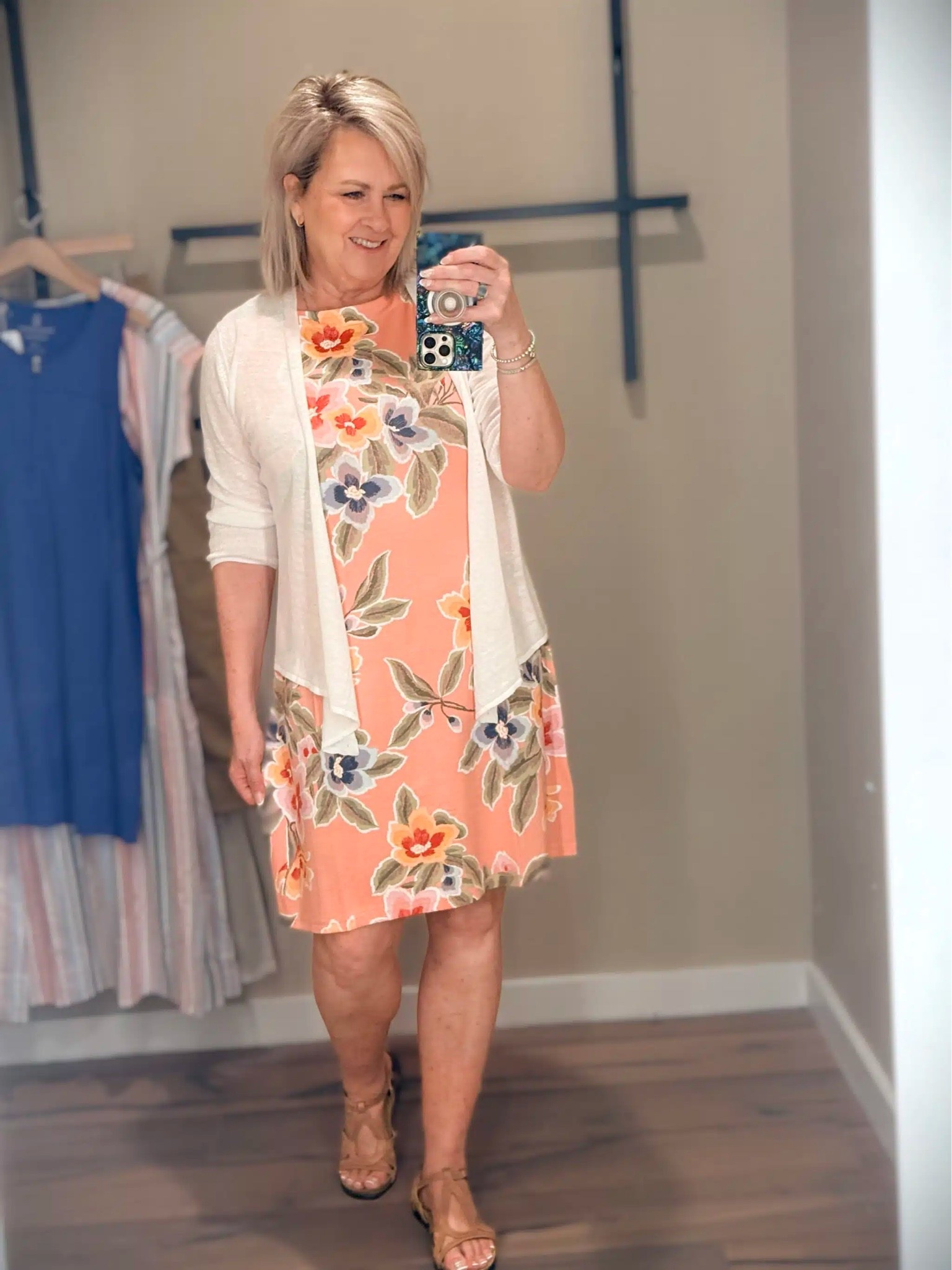 This outfit is a little dressier. My sheath dress is a size large and my cardigan is a medium. This is a great outfit option for the end of summer for vacation, shopping or church. ￼

#LTKWorkwear #LTKOver40 #LTKSeasonal