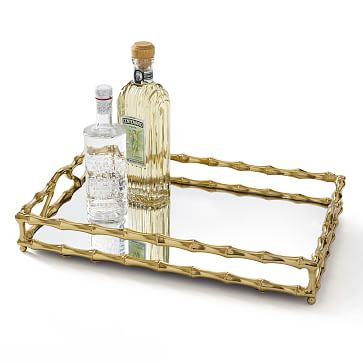 Gold Bamboo Mirror Bar Tray | Mark and Graham | Mark and Graham