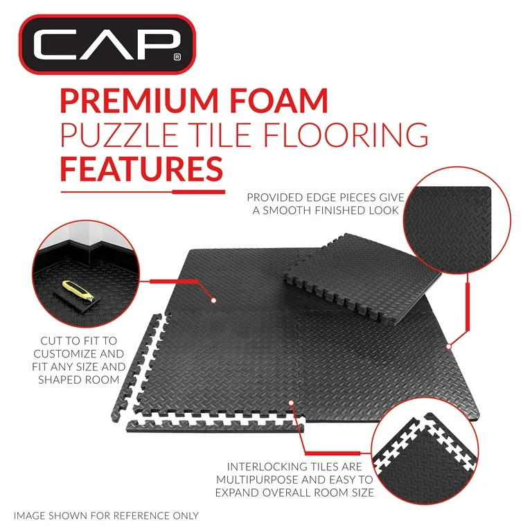 CAP 22.3" x 22.3" Gray Foam Interlocking Floor Mats, 6 Piece | Walmart (US)