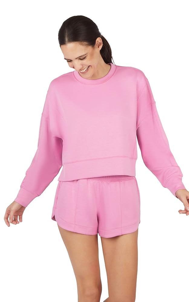 Yogalicious Crew Pullover Sweatshirt and Drawstring Sweat Short Oversized Lounge Set | Amazon (US)