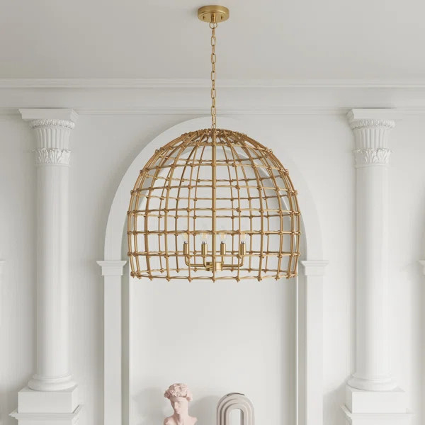Robbie 4-light Rattan Boho Dimmable Adjustable Pendant Light Chandelier | Wayfair North America