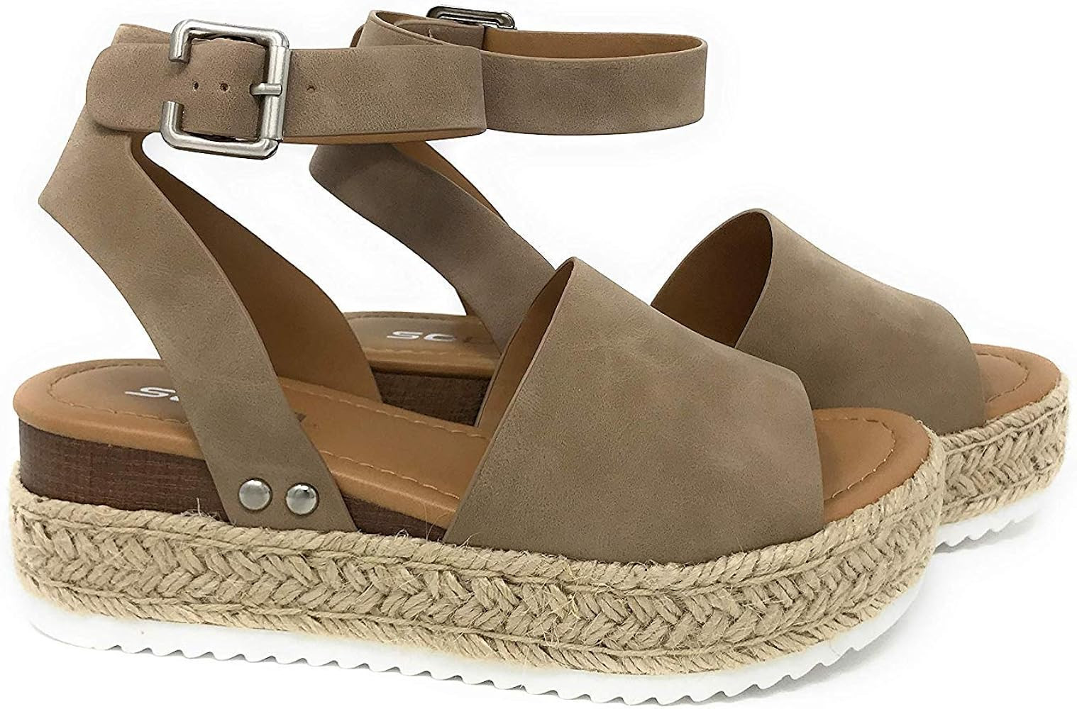 Soda Womens VALETT Open Toe Casual Ankle Strap Sandals | Amazon (US)