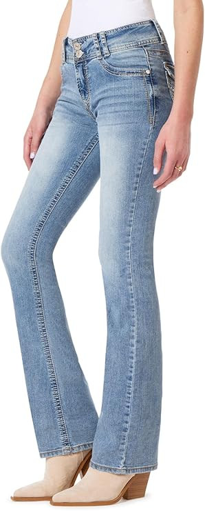 WallFlower Women's Luscious Curvy Bootcut Mid-Rise Insta Stretch Juniors Jeans | Amazon (US)