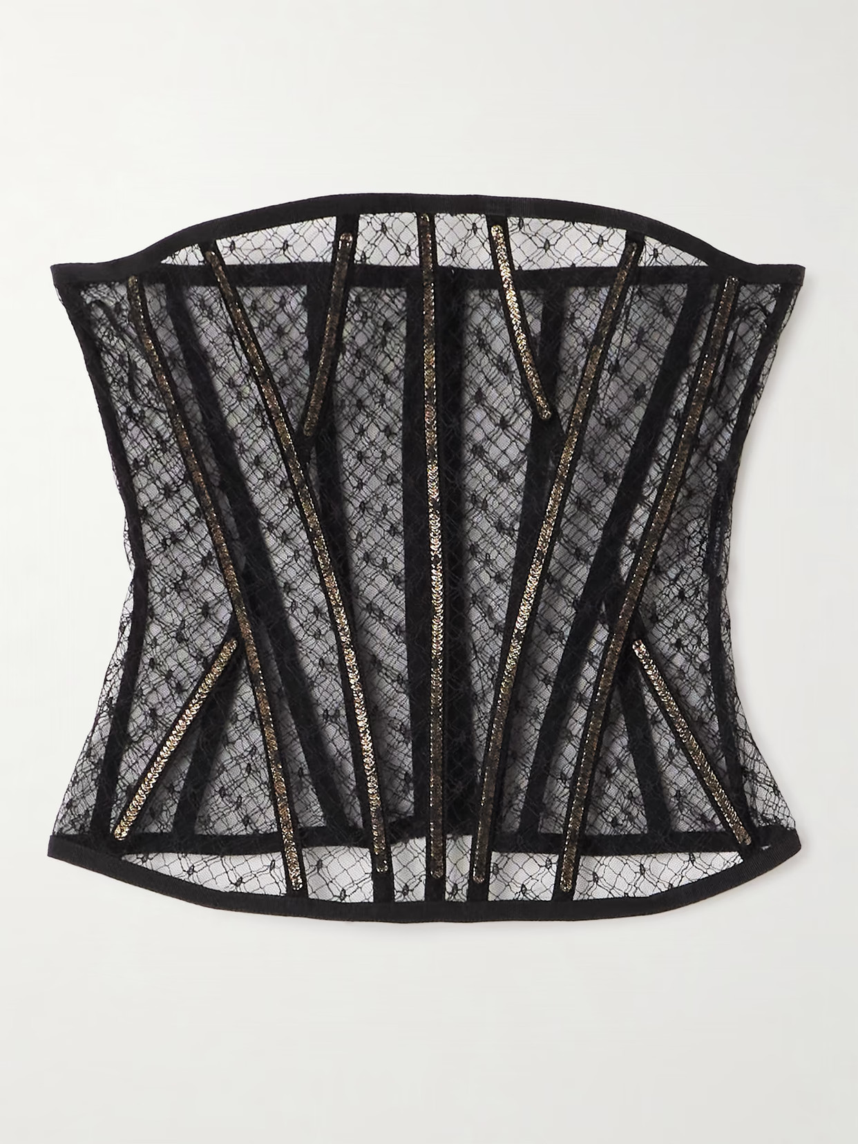 Dolce & Gabbana - Metallic Point D'esprit Bustier Top - Black | NET-A-PORTER (US)