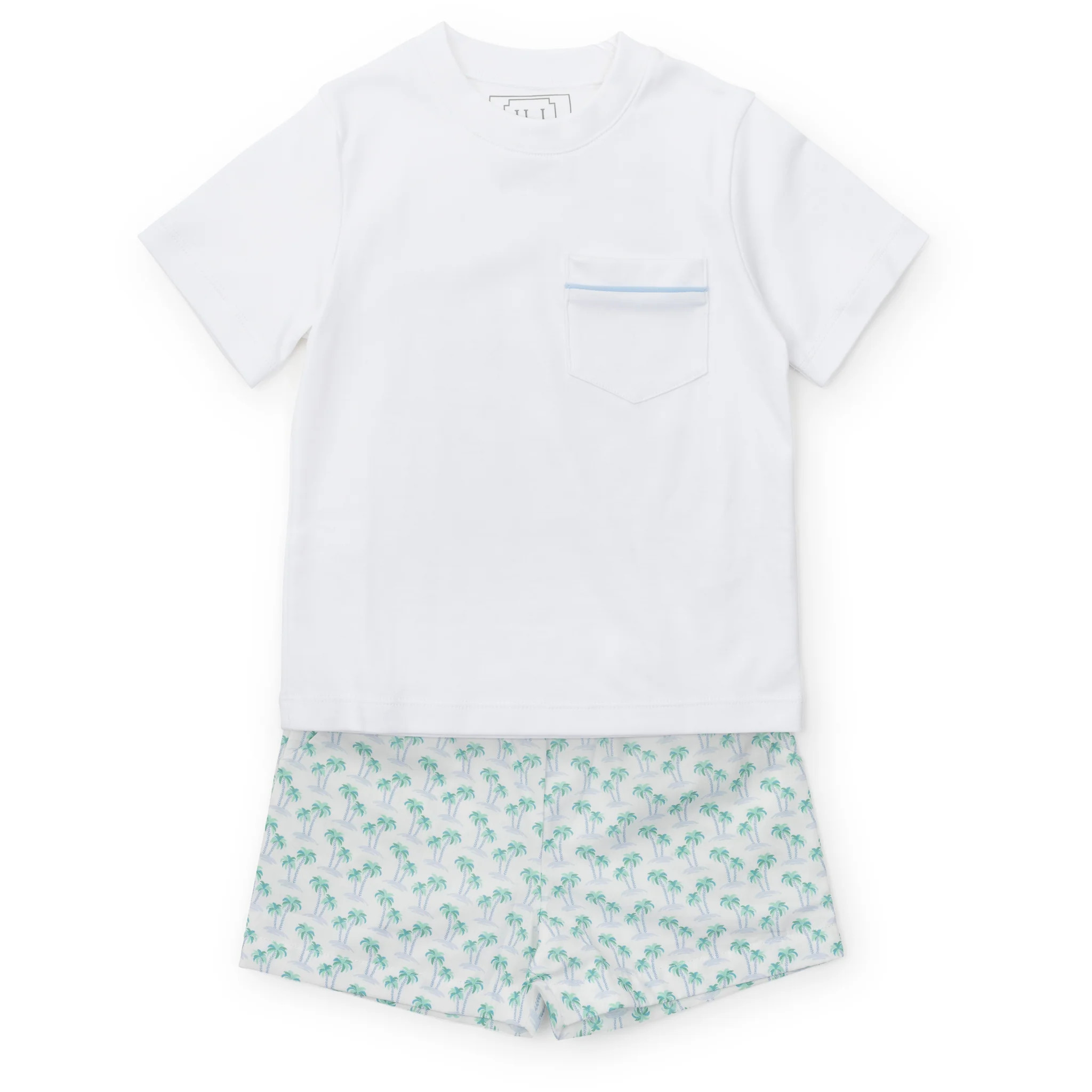Hudson Boys' Short Set Palm Tree Isle Blue | Lila and Hayes