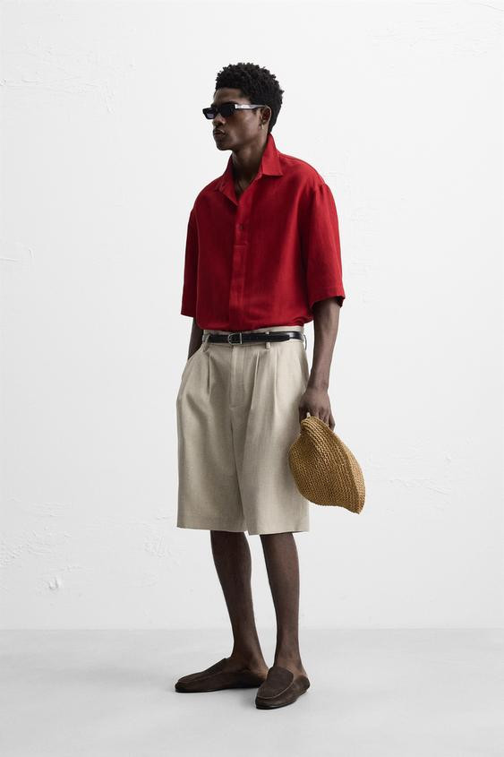 PLEATED WIDE FIT BERMUDA SHORTS | Zara US