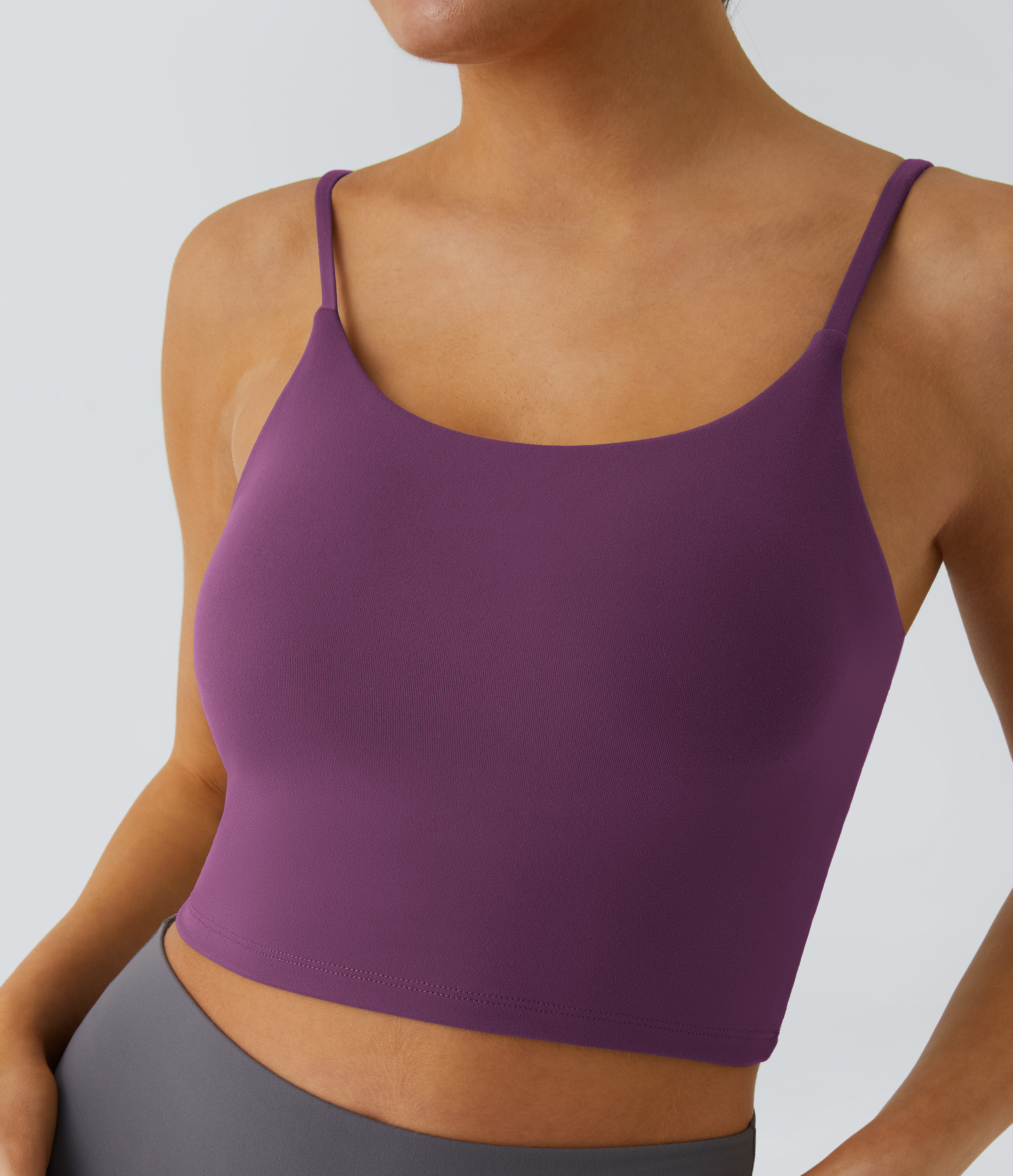 Halara Basic Padded Workout Cropped Tank Top Tank Top - Wood Violet - XS golf tops halter top tunic tops sleeveless tops backless top | HALARA