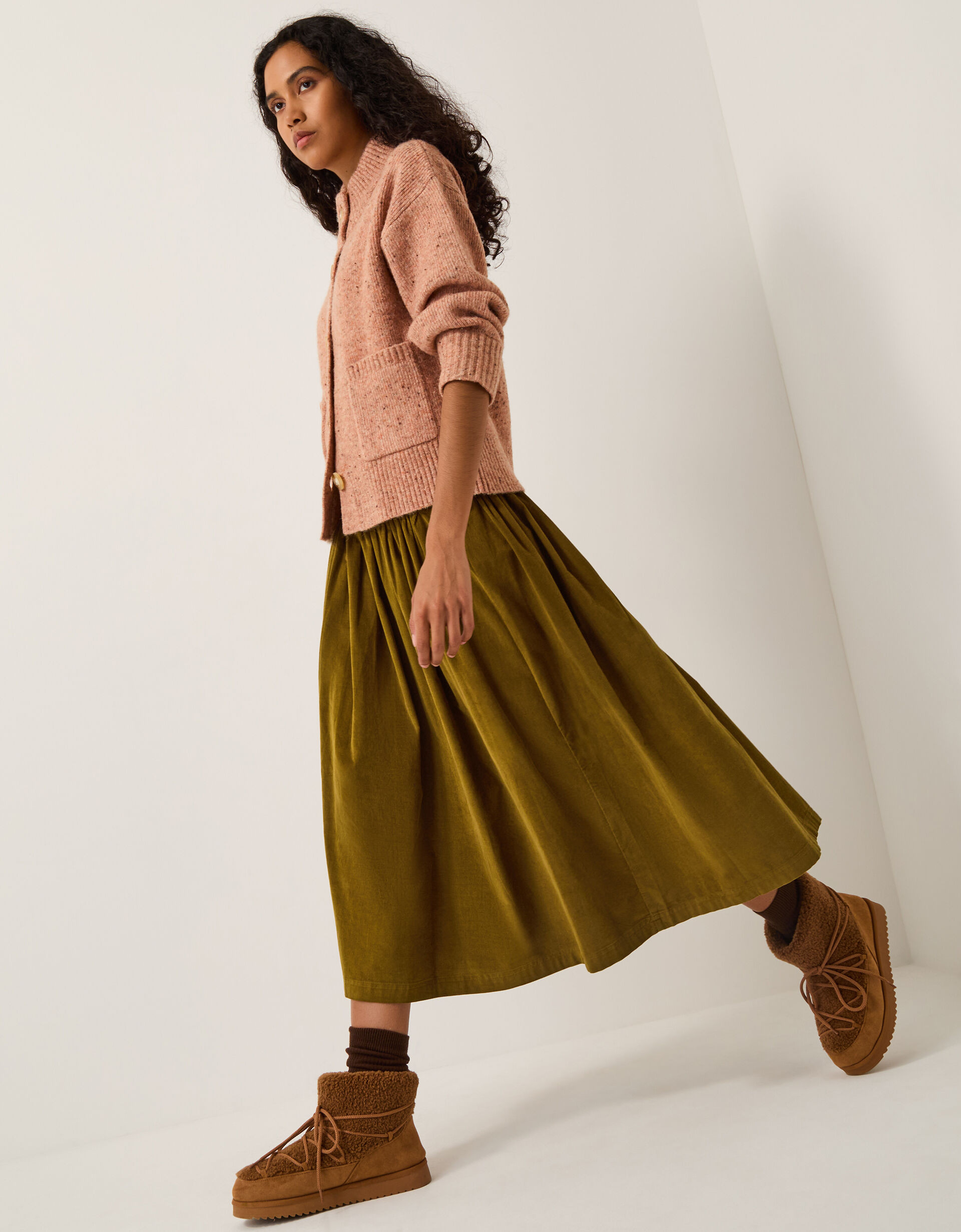Jenny Corduroy Midi Skirt Green | Monsoon (UK)