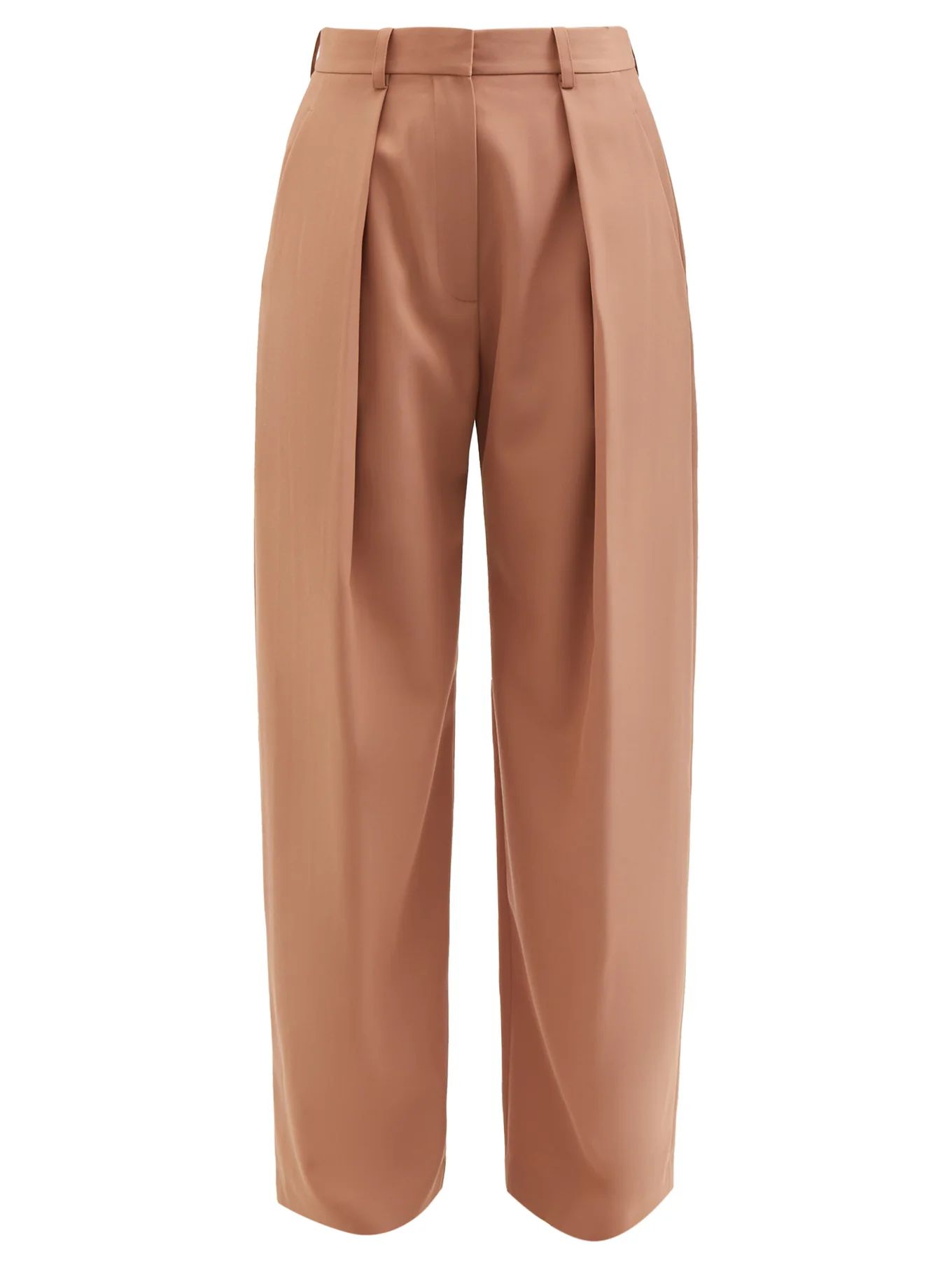 Wide-leg pleated twill trousers | Matches (US)