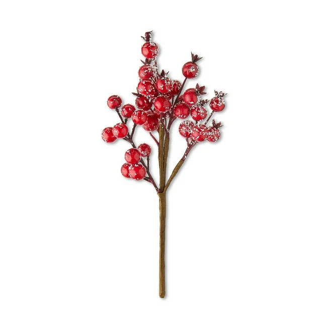 Frosted Red Berry Christmas Pick, 9 in, by Holiday Time | Walmart (US)
