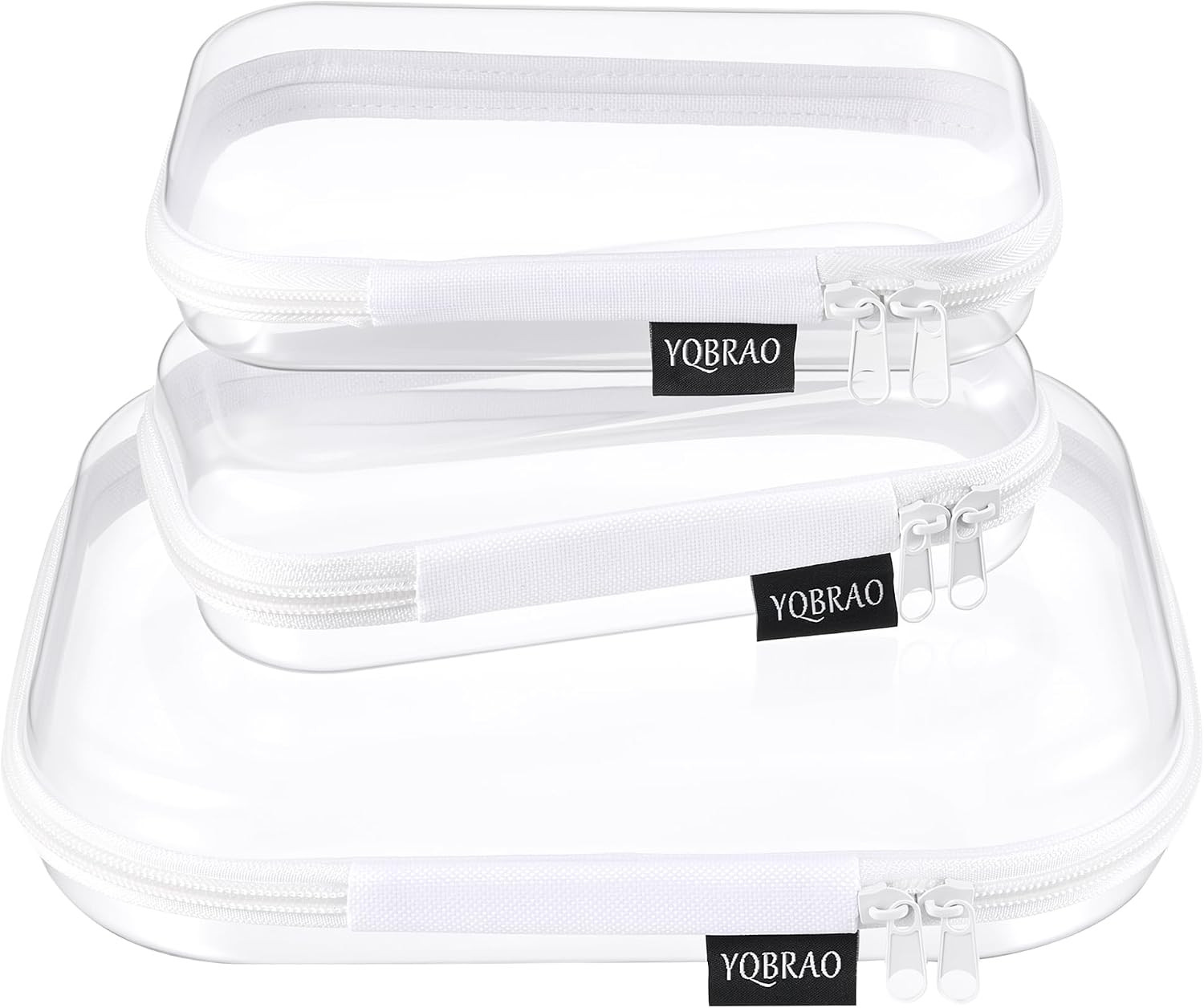 3-Piece Clear Hard Shell Zipper Case Set, 1M 2S, White | Amazon (US)