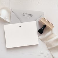 Simple Notecard Set, Custom Stationery Set With Rubber Return Address Stamp, Personalized Stationary | Etsy (US)