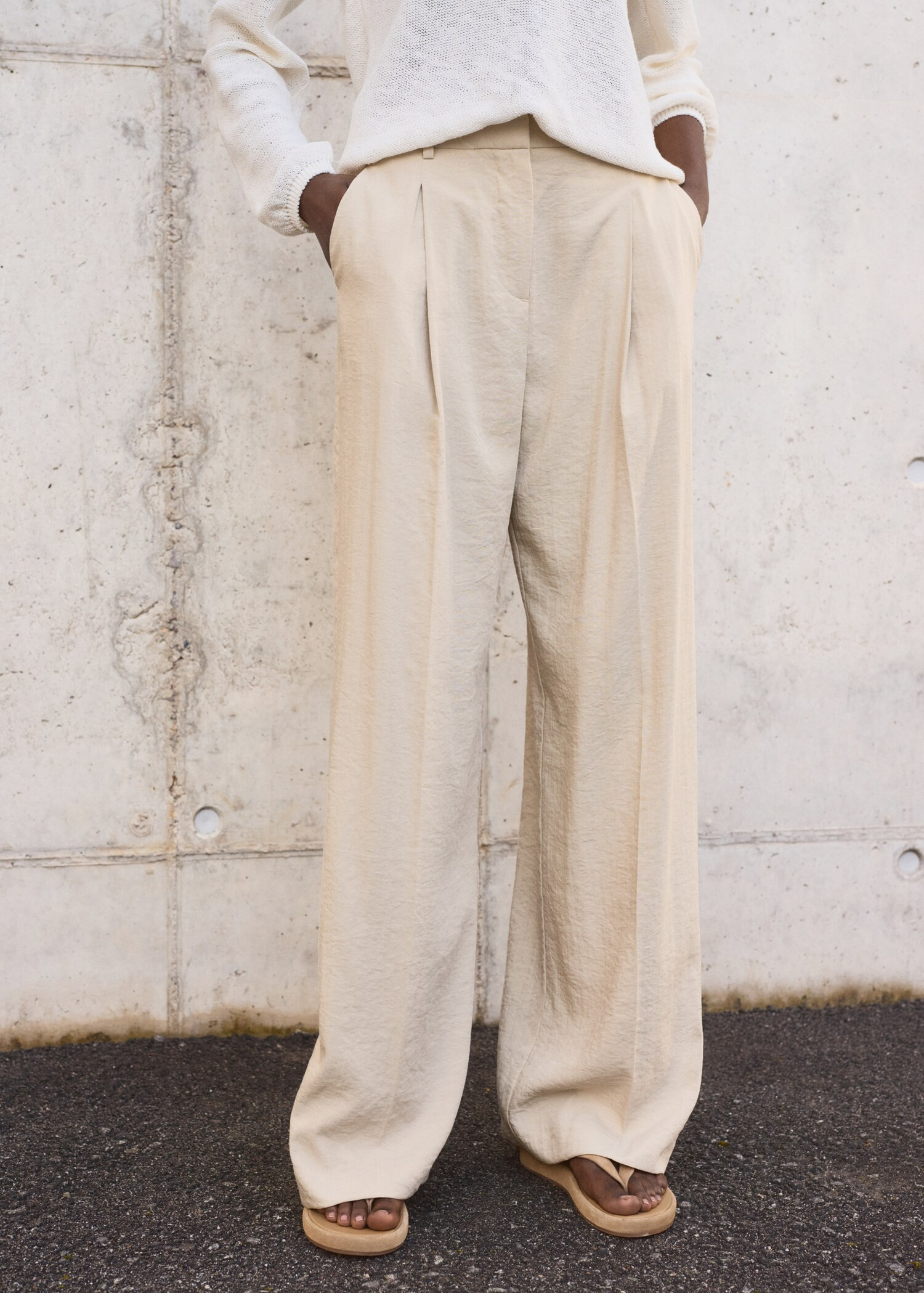 Wide-leg pleated pants - Women | MANGO USA | Mango (US/MX/AU)
