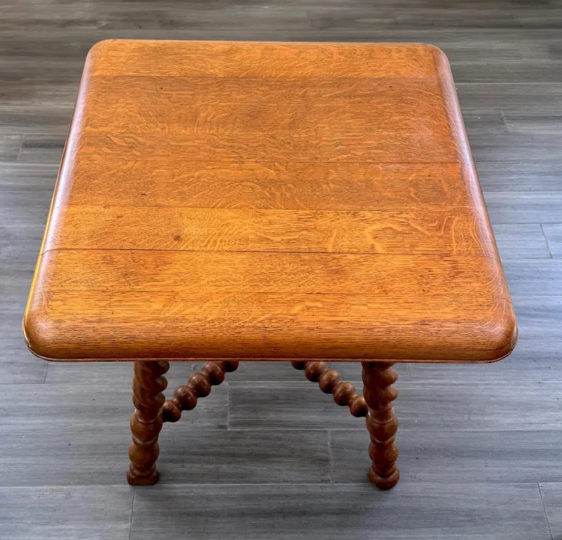 Vintage Oak Barley Twist Jacobean Revival Square End Table 29" - Etsy | Etsy (Global)