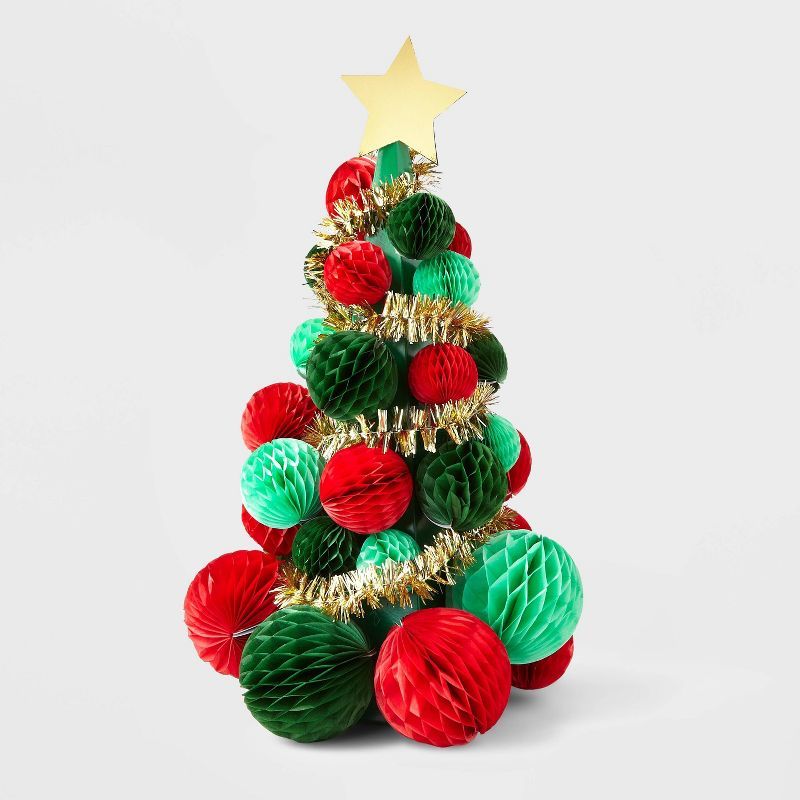 Tabletop Honeycomb Christmas Tree with Tinsel Decoration Kit - Wondershop™ | Target