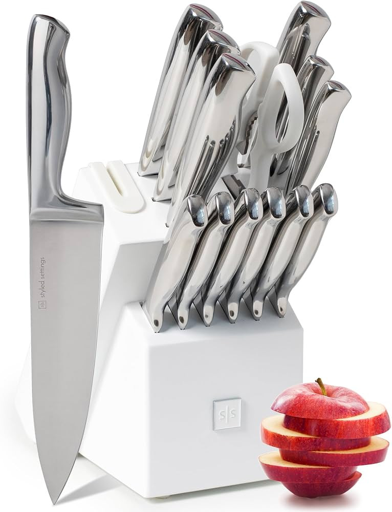 Styled Settings Stainless Steel Knife Set with Built In Sharpener - 14 Piece Ultra Sharp, High Ca... | Amazon (US)