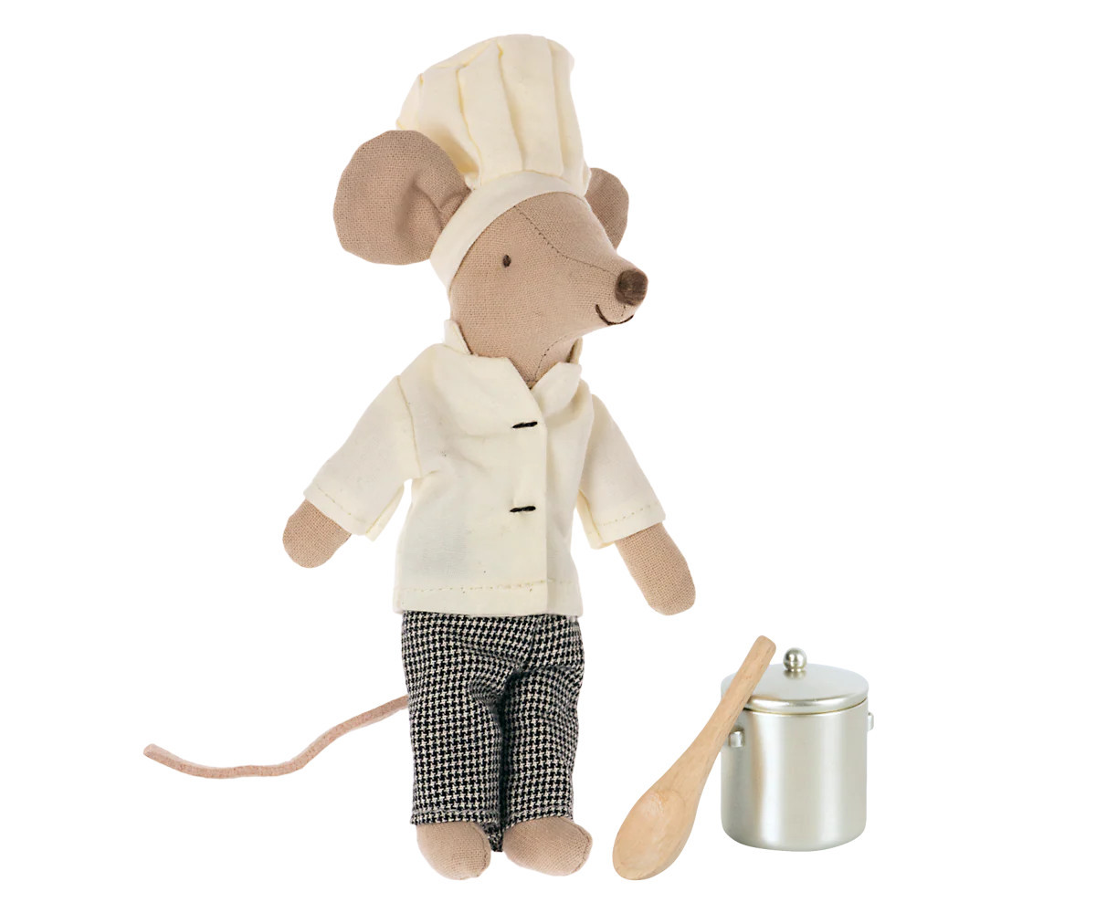Maileg Chef mouse w. soup pot and spoon | Persnickety
