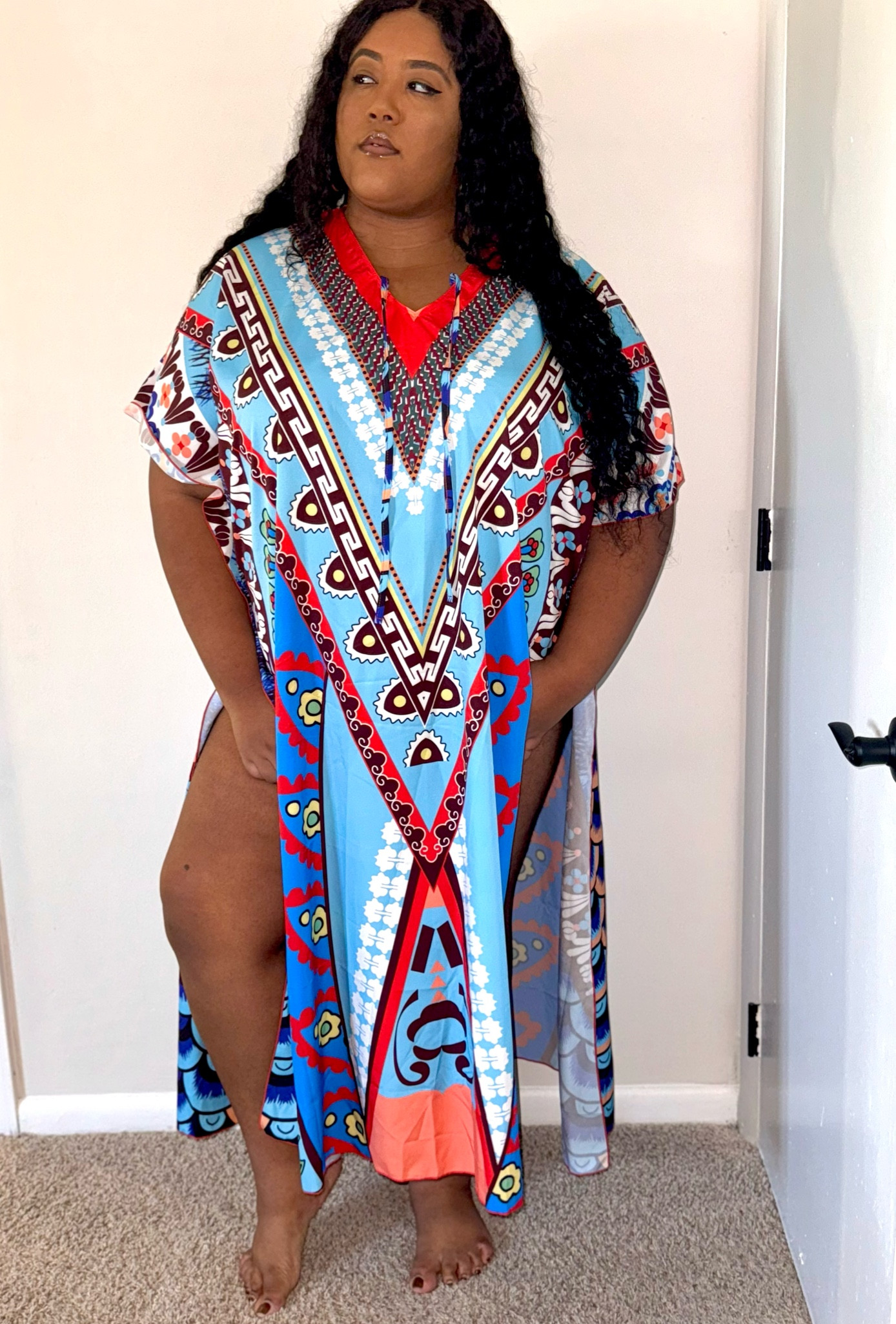 Tribal print kaftan perfect as a cover up 

#LTKswim #LTKplussize #LTKtravel