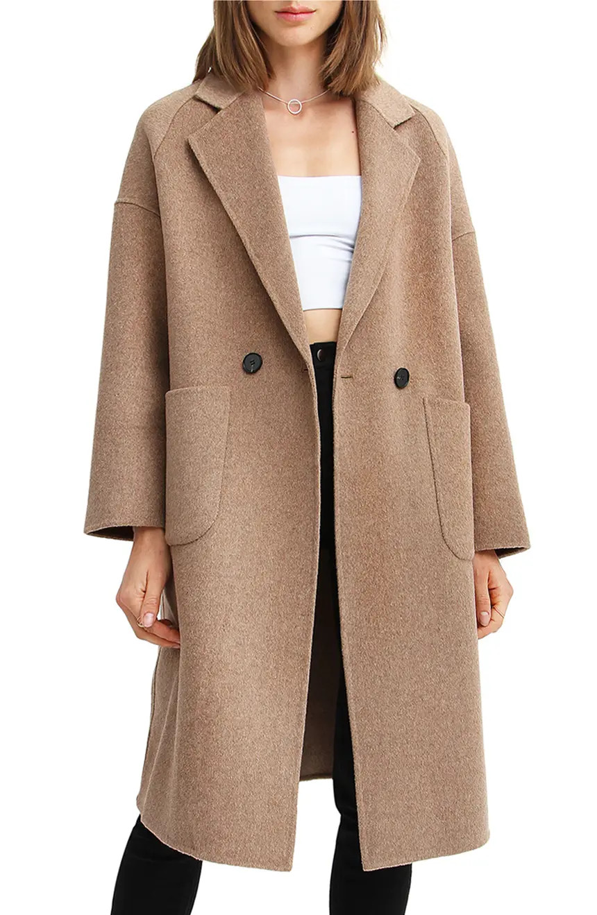 Belle & Bloom BELLE AND BLOOM Publisher Double-Breasted Wool Blend Coat | Nordstrom | Nordstrom
