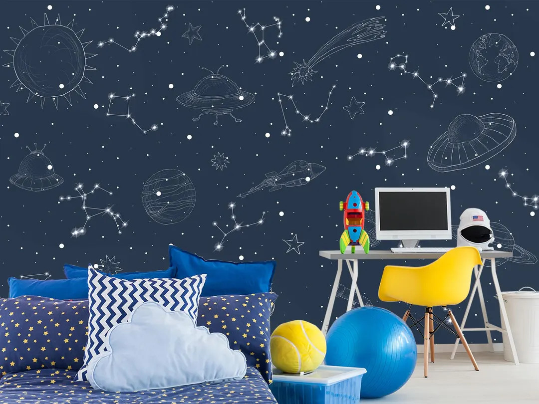 Сonstellation Wallpaper Removable. Dark Space Wallpaper Peel and Stick. Starry Night Wallpaper B... | Etsy (US)