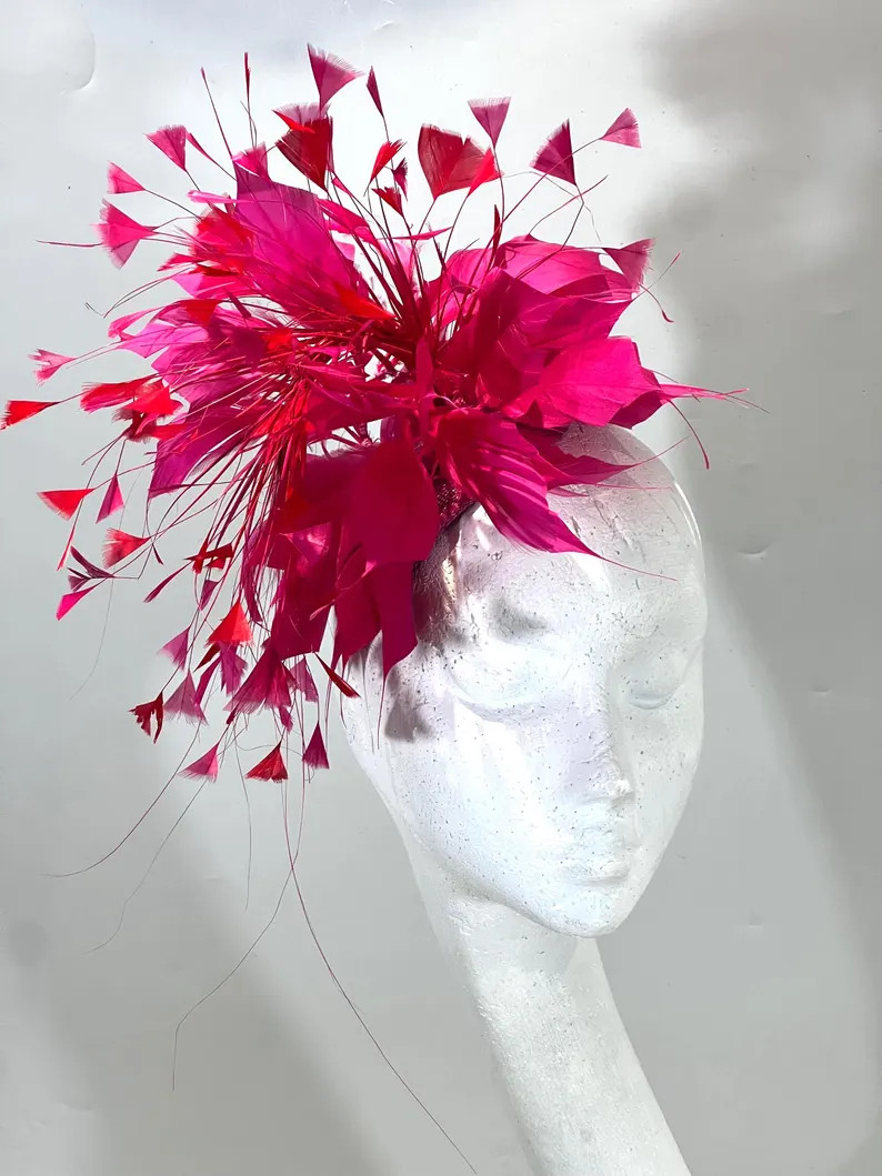 Fuchsia Pink  Feather Fascinator | Etsy (US)
